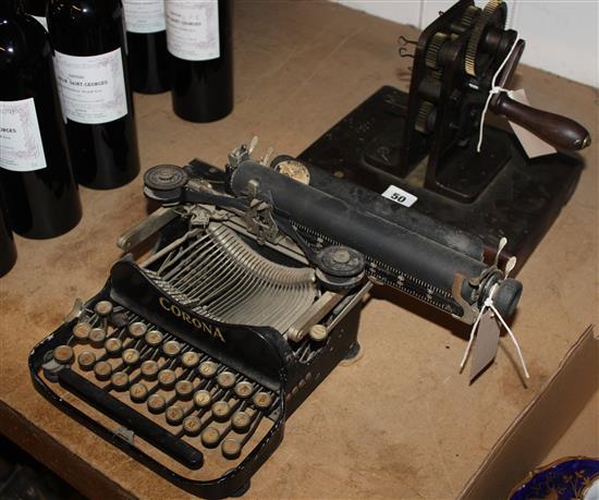 Yarn winder and a vintage typewriter